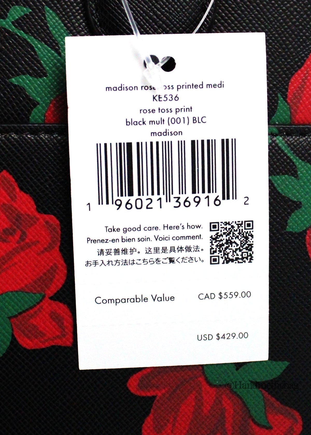 Kate Spade Madison Rose Toss Print Leather Satchel Bag