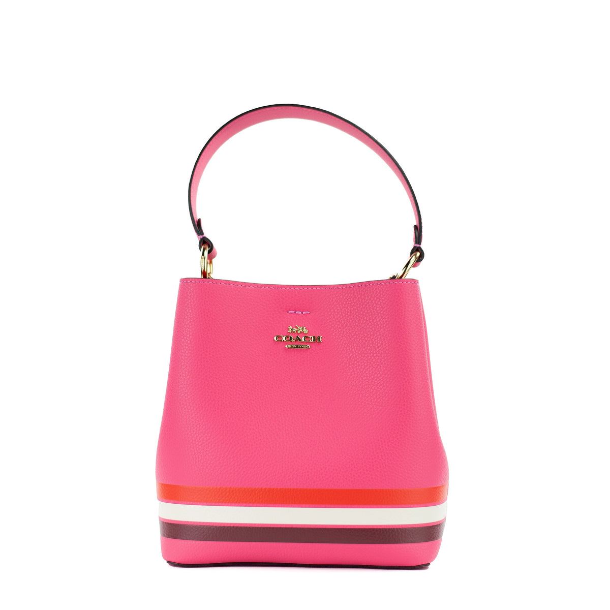Coach Retro Striped Confetti Pink Small Town Bucket Crossbody