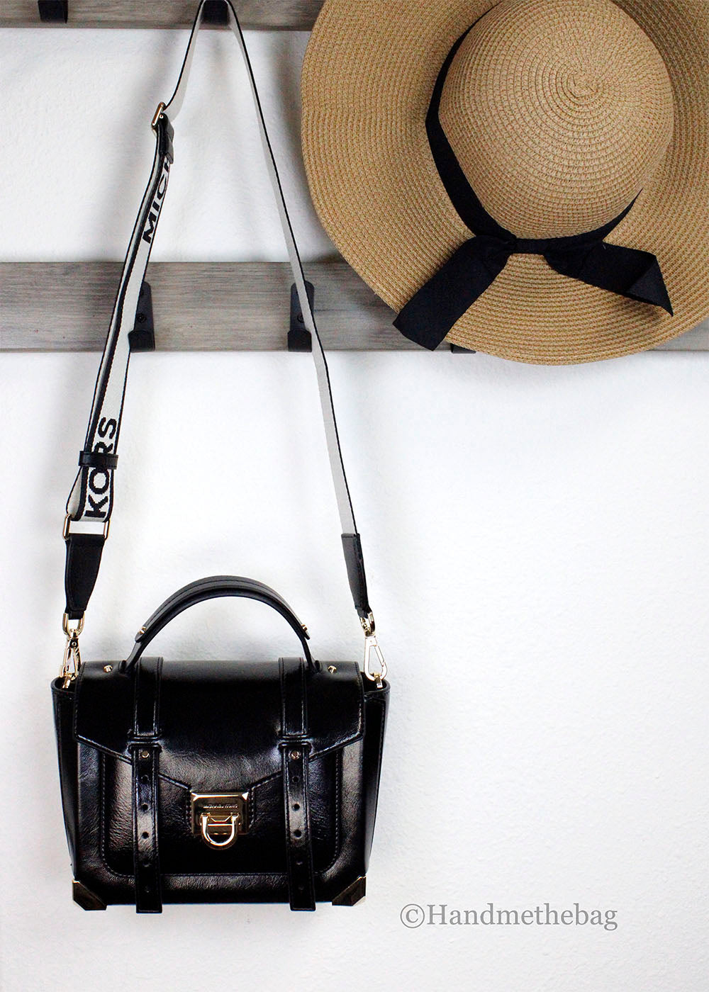 Michael Kors Manhattan Medium Slick Black Convertible Satchel