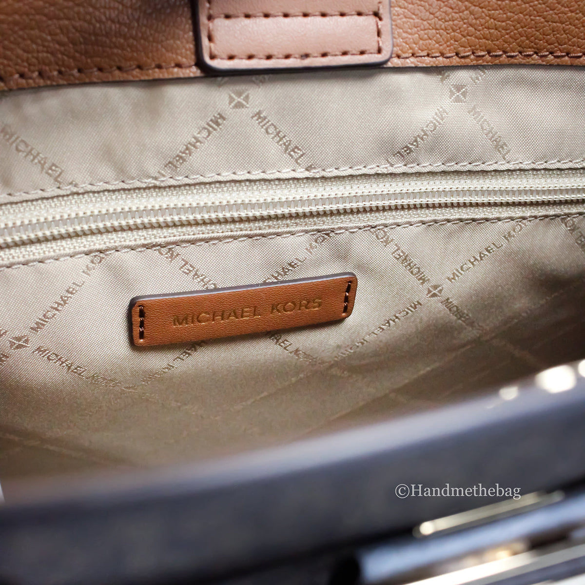 Michael Kors Hamilton Medium Brown Signature PVC Satchel Bag