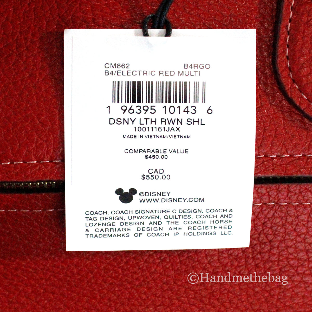 Coach X Disney Rowan Medium Red Minnie Mouse Satchel