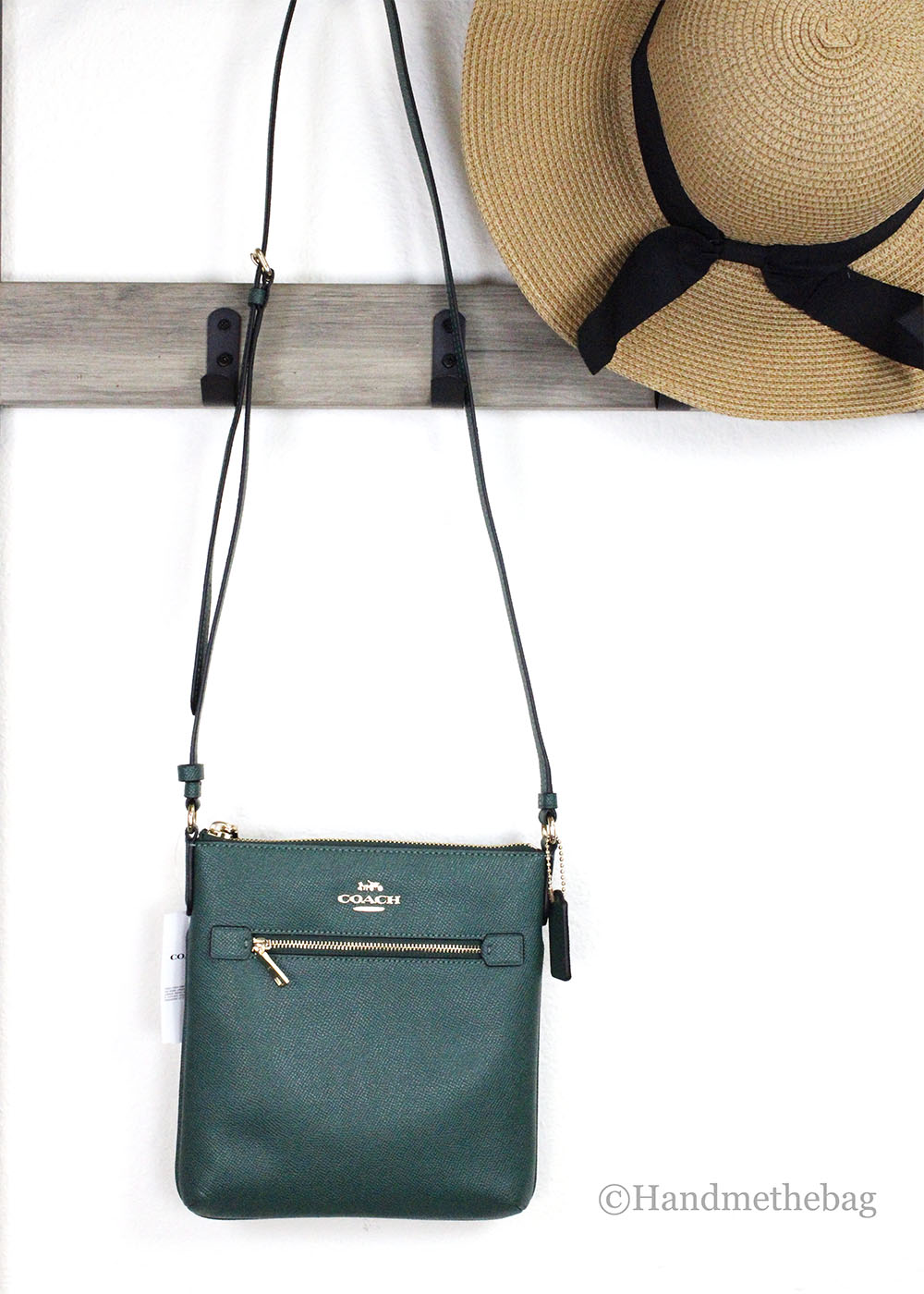 Coach Rowan Mini Dark Pine Leather File Crossbody
