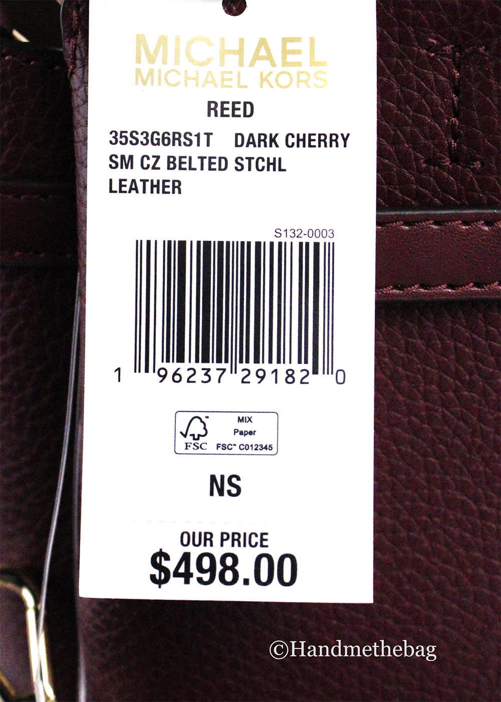 Michael Kors Reed Small Dark Cherry Center Zip Satchel