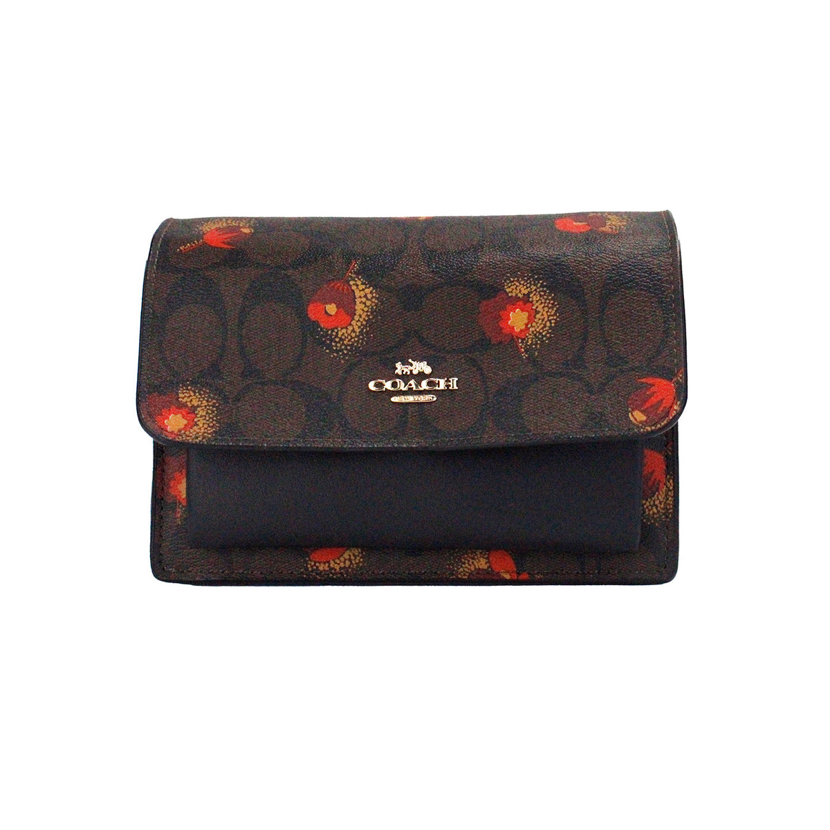Coach Signature Coated Canvas Poppy Floral Foldover Crossbody Bag
