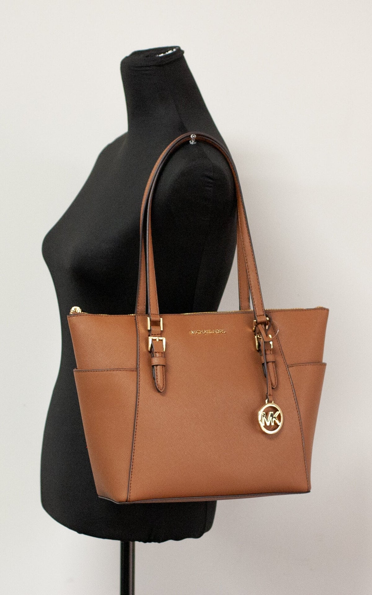 Michael Kors Charlotte Luggage Leather Large Top Zip Tote