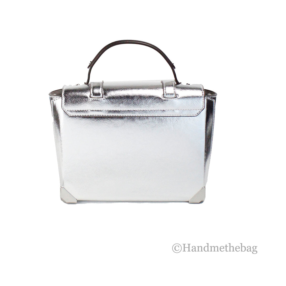 Michael Kors Manhattan Medium Metallic Silver Convertible Satchel
