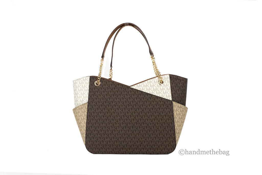 Michael Kors Jet Set Luggage Multi Signature X Cross Chain Shoulder Tote Handbag