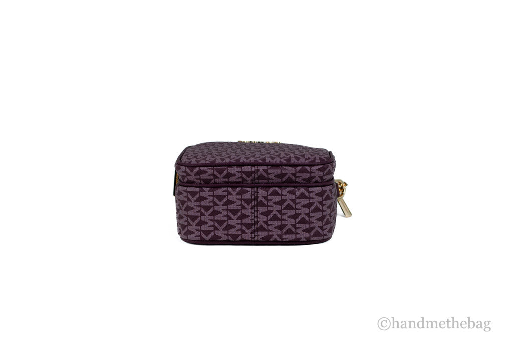 Michael Kors Medium Bordeaux Signature Leather North South Chain Crossbody Bag