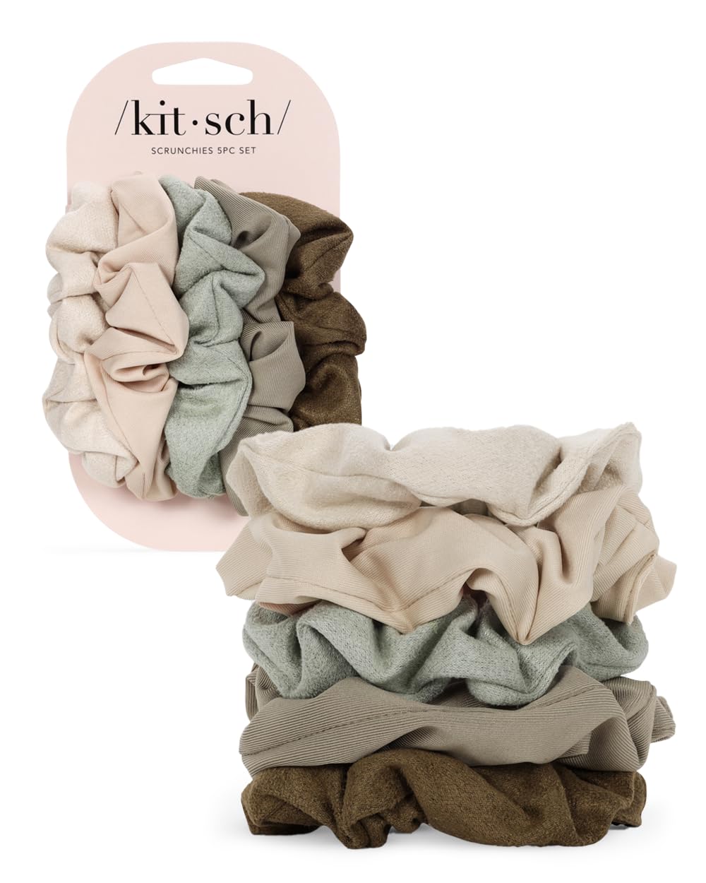 Kitsch Scrunchies for Womens Hair Assorted Hair Scrunchies Large Hair Ties for Women Hair Tie Scrunchies for Girls Cute Scrunchie Hair Bands & Ponytail Holders 5pc (Eucalyptus)