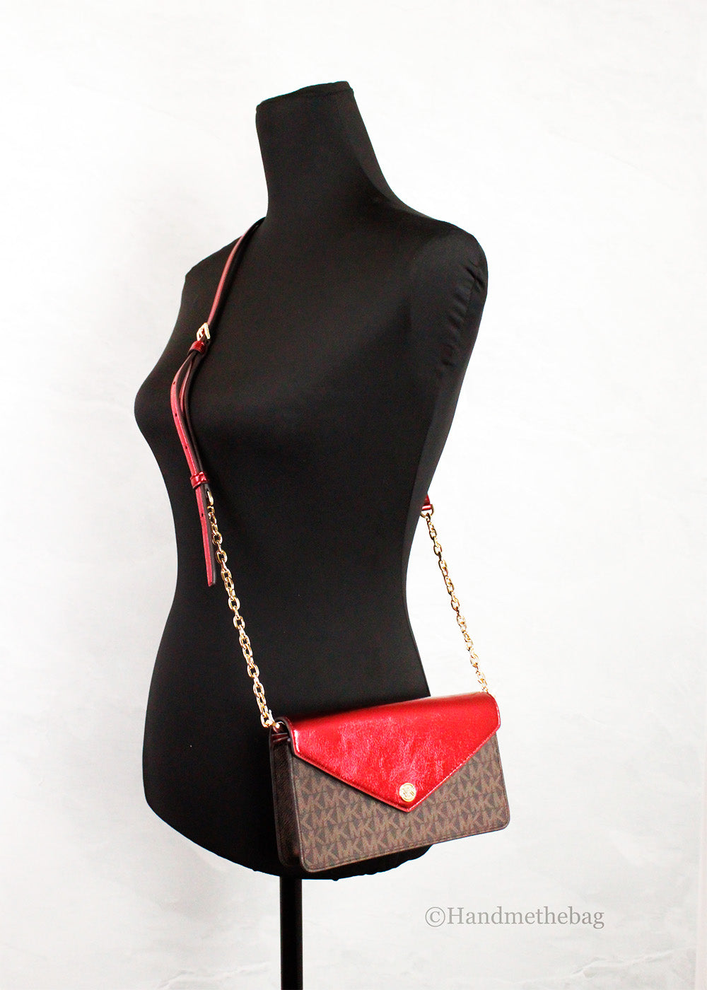 Michael Kors Jet Set Crimson Small Flap Clutch Crossbody Bag