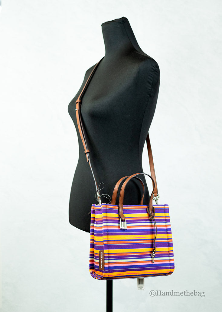 Marc Jacobs Mini Grind Striped Canvas Tote Crossbody