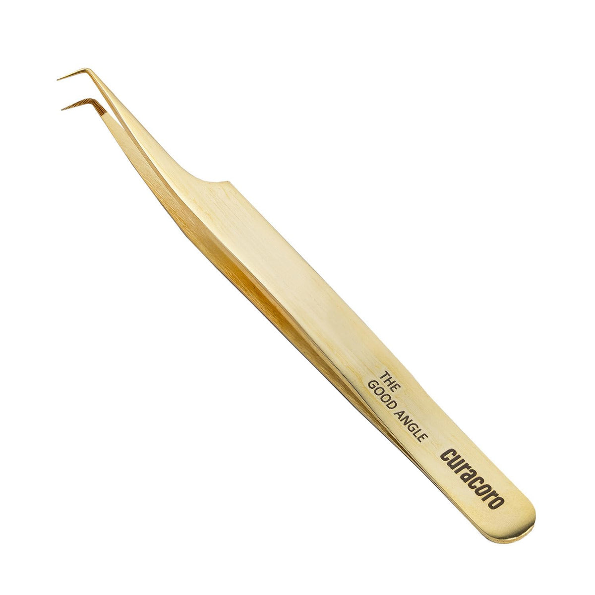 Curacoro Lash Tweezer - Professional & Precision Fiber Tip Grip Lash Tweezers for Eyelash Extensions Multi Shapes & Purposes Tweezers for Volume Isolation & Classic Lashes (Gold The Good Angle)