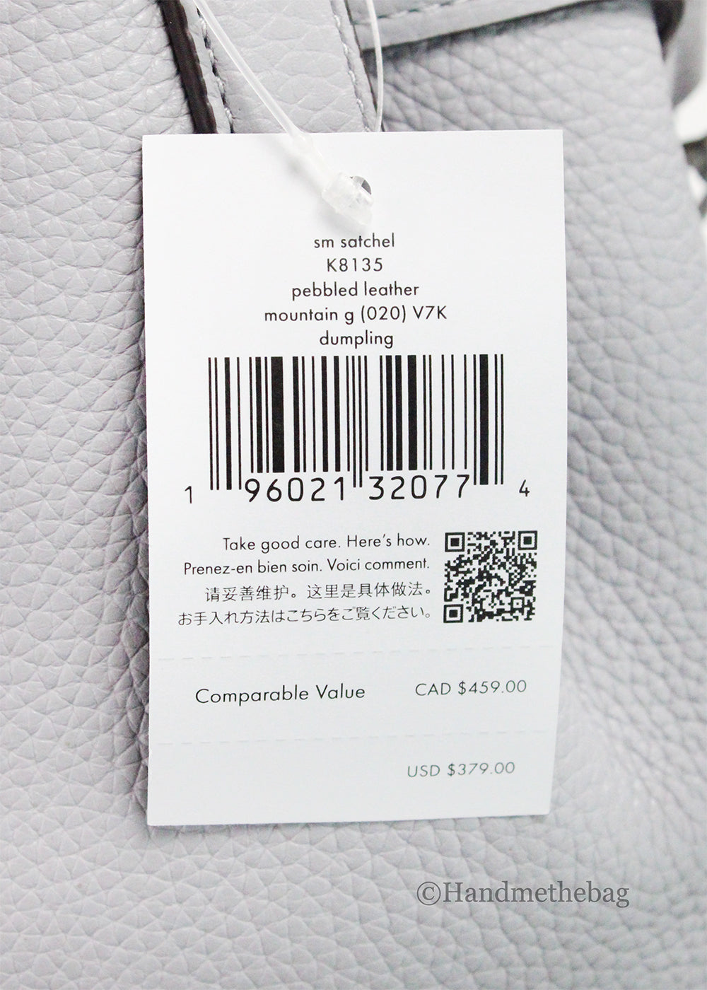 Kate Spade Dumpling Small Mountain Grey Leather Satchel Bag