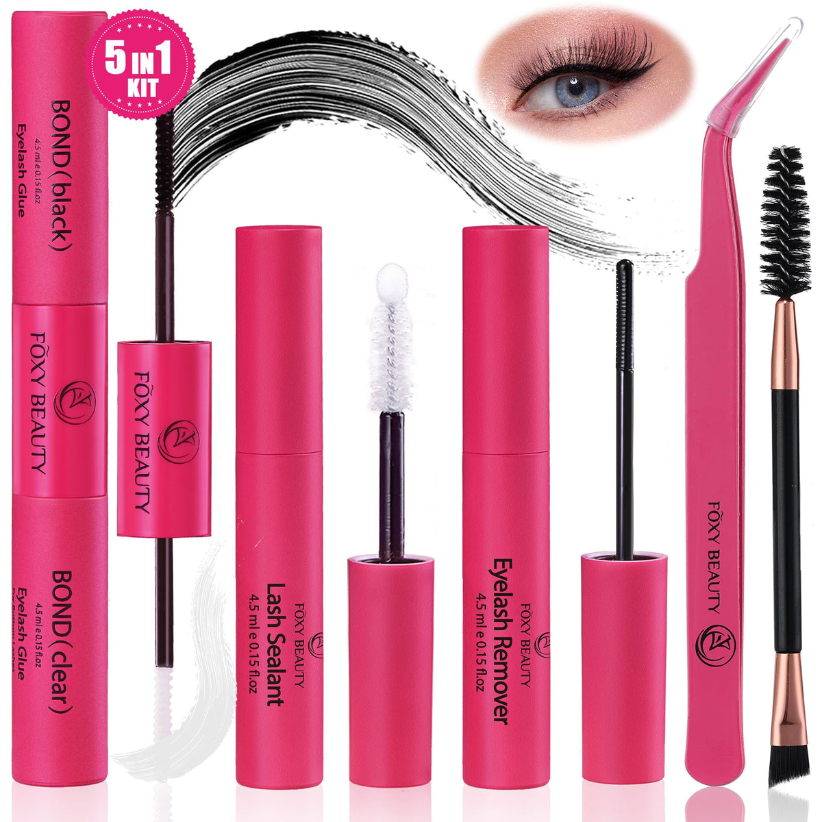 2 PCS Lash Glue Black+Clear Lash Cluster Glue DIYClear Eyelash Glue for Natural Eyelash Clusters Waterproof Cluster Lash Glue Strong Hold & Easy Removal - Sensitive Eyes Safe - Cruelty Free
