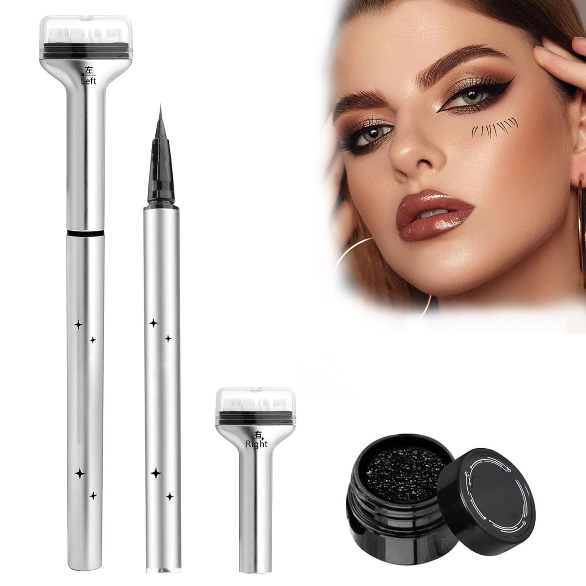 Lower Eyelash Stamp 2-in-1 Waterproof & Sweatproof Lower Lash Stamp Set Silicone Lower Eyelash Stamps Quick Eye Makeup Tool with Ink (BLACK)