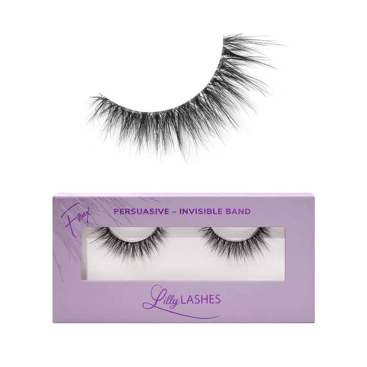Lilly Lashes Sheer Band False Eyelashes w/Invisible Band Lashes False Lashes Natural Look Wispy Lashes Style Clear Band Lashes Reusable Eyelashes 20x Lash Glue not Included 13.5mm (Persuasive)