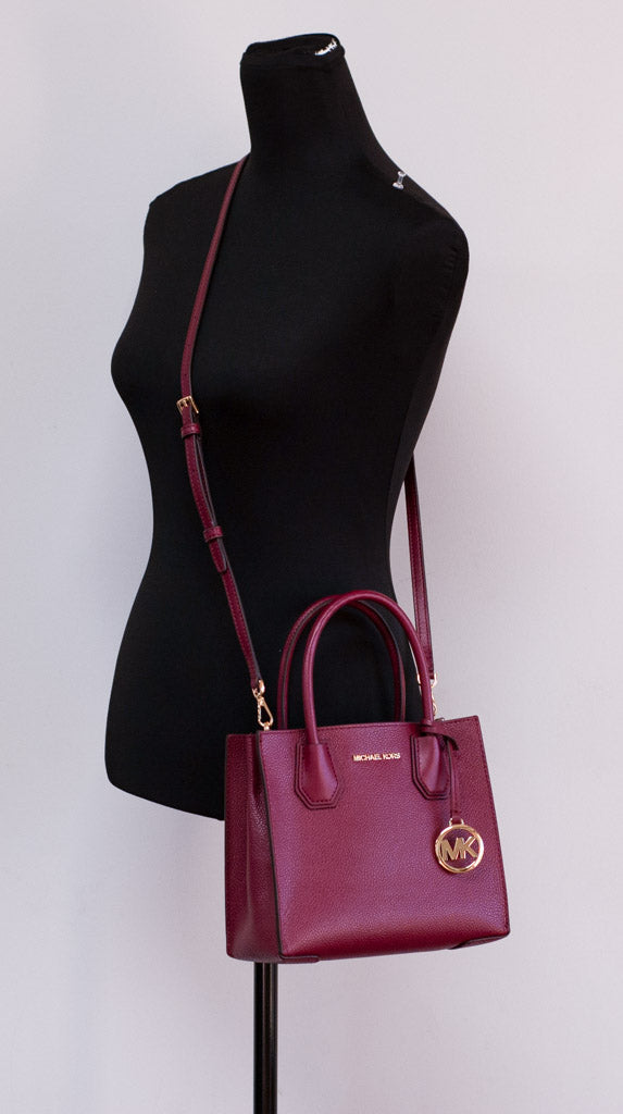 Michael Kors Mercer Medium Mulberry Pebbled Leather Messenger Crossbody Handbag