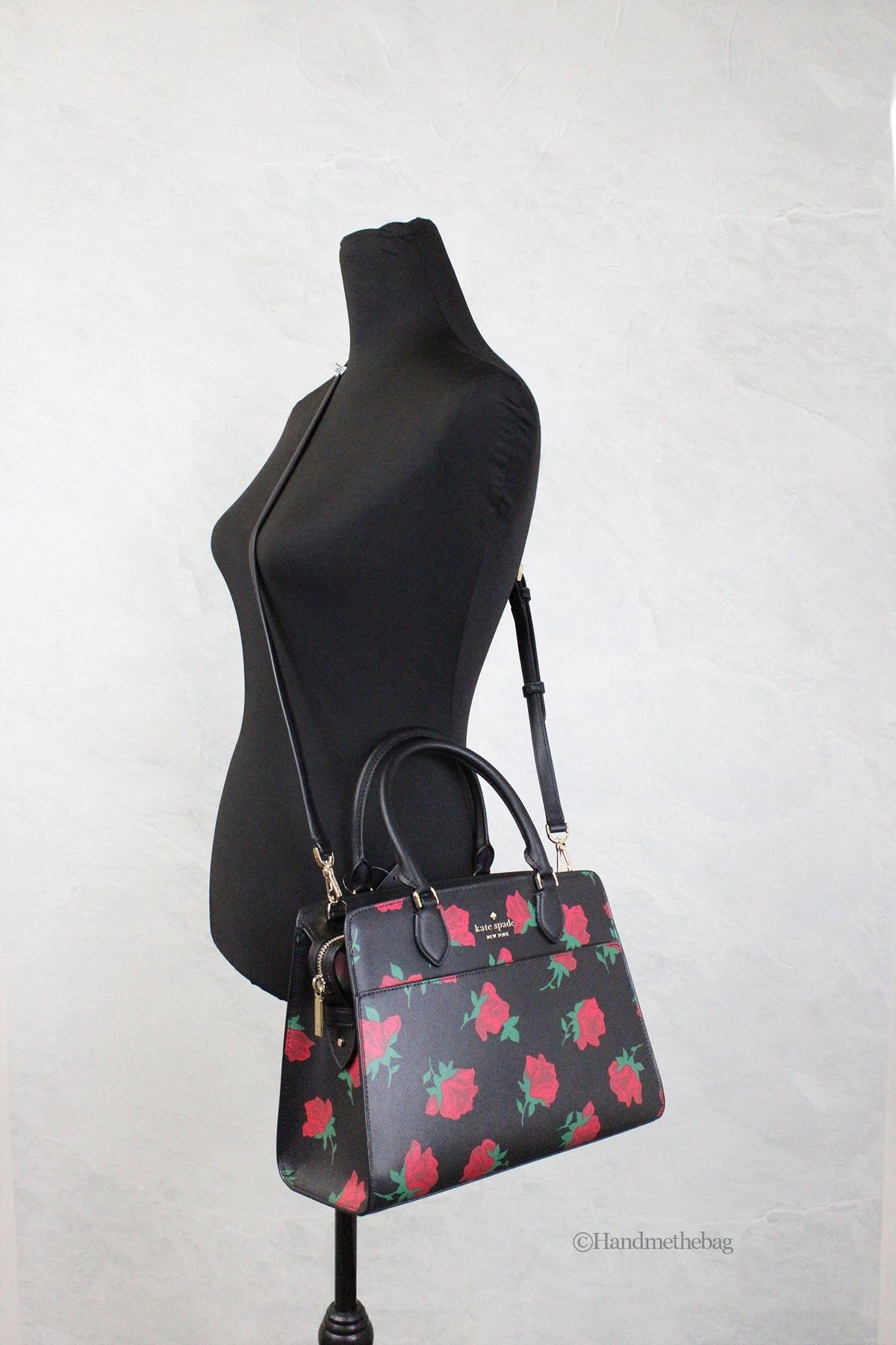 Kate Spade Madison Rose Toss Print Leather Satchel Bag