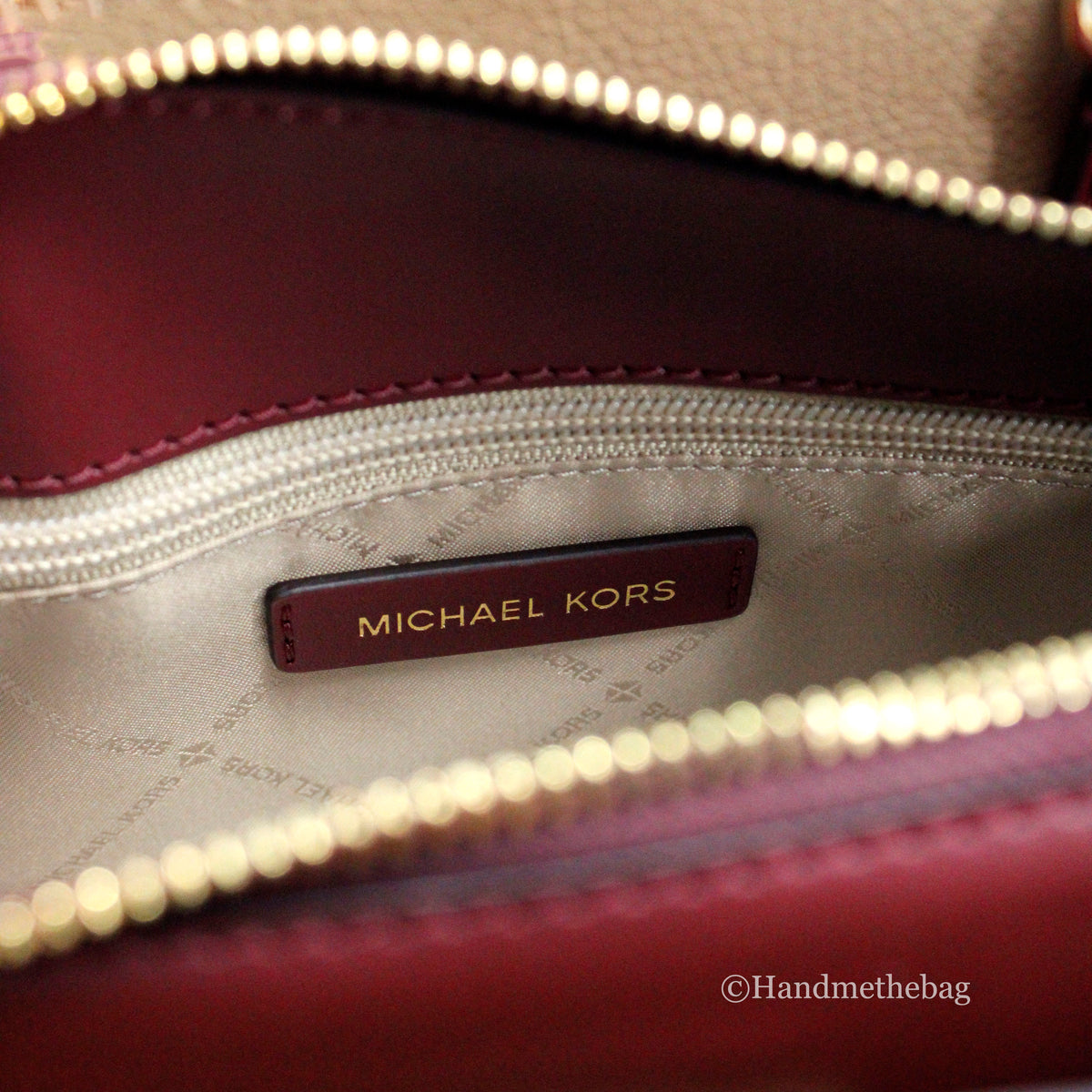 Michael Kors Reed Small Dark Cherry Center Zip Satchel