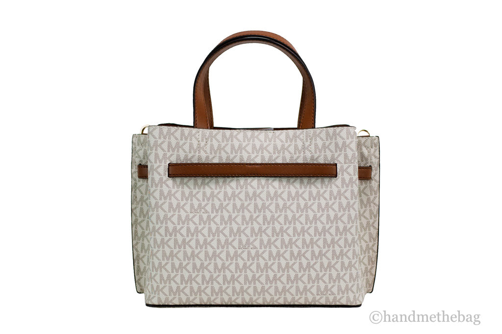 Michael Kors Emilia Small Vanilla Signature Leather Satchel Crossbody Handbag