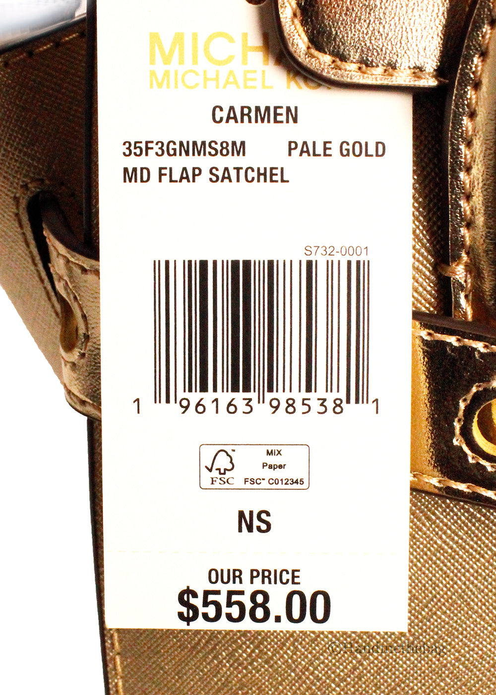 Michael Kors Carmen Medium Pale Gold Leather Satchel