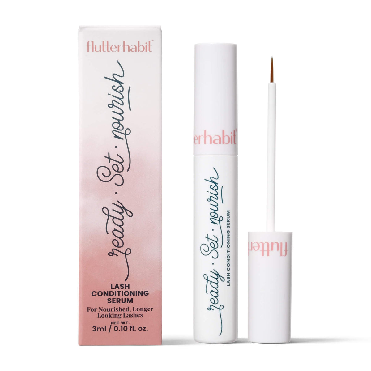 FlutterHabit Ready Set Nourish Lash Conditioning Serum - Lash Conditioner For Thicker & Fuller Lashes - Eyelash Serum for Women - Peptide Formula Lash Serum for Fuller Lashes - 3ML