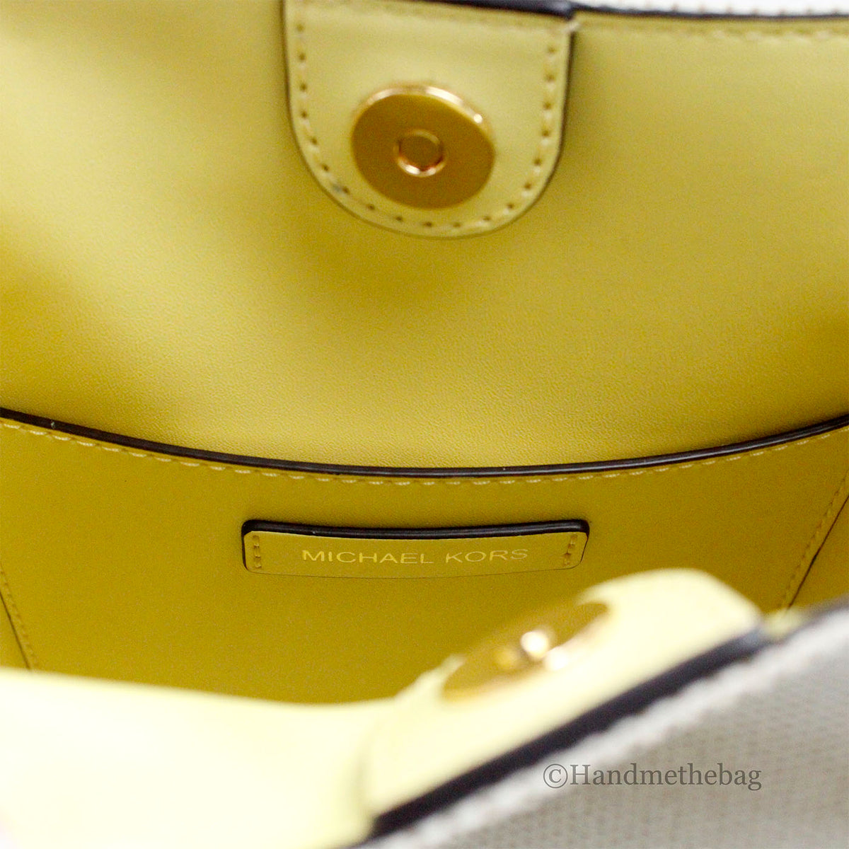 Michael Kors Emilia Small Canvas Snake Print Yellow Bucket Bag