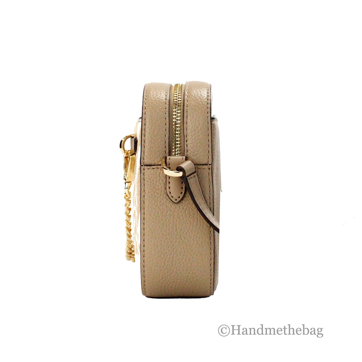 Michael Kors East West Camel Haircalf Zip Chain Crossbody
