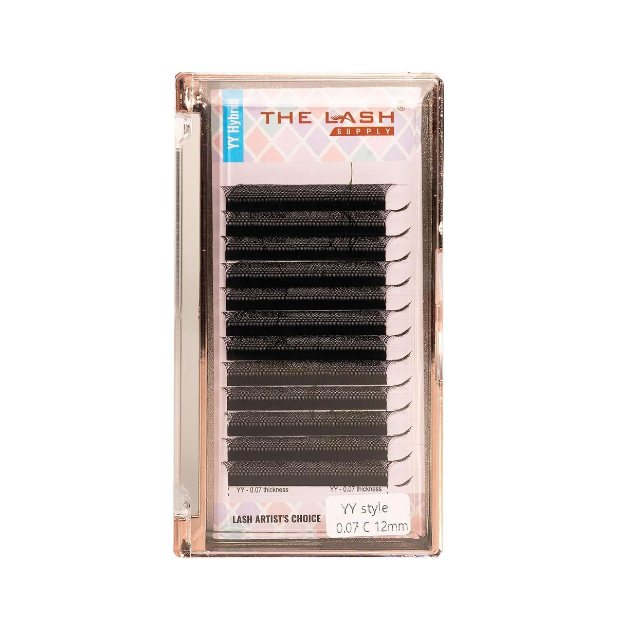 THE LASH SUPPLY YY Hybrid Eyelash Extension Professional Supplies C/D Curl 9-15mm Length 0.07 Thickness Matte Black Fake Eye Lashes Soft and Lightweight Lashes Mixed Pack
