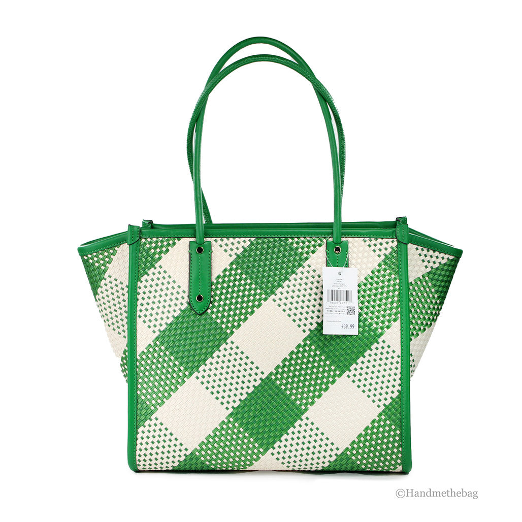 Kate Spade Ella Gingham Oversized Straw Shoulder Tote