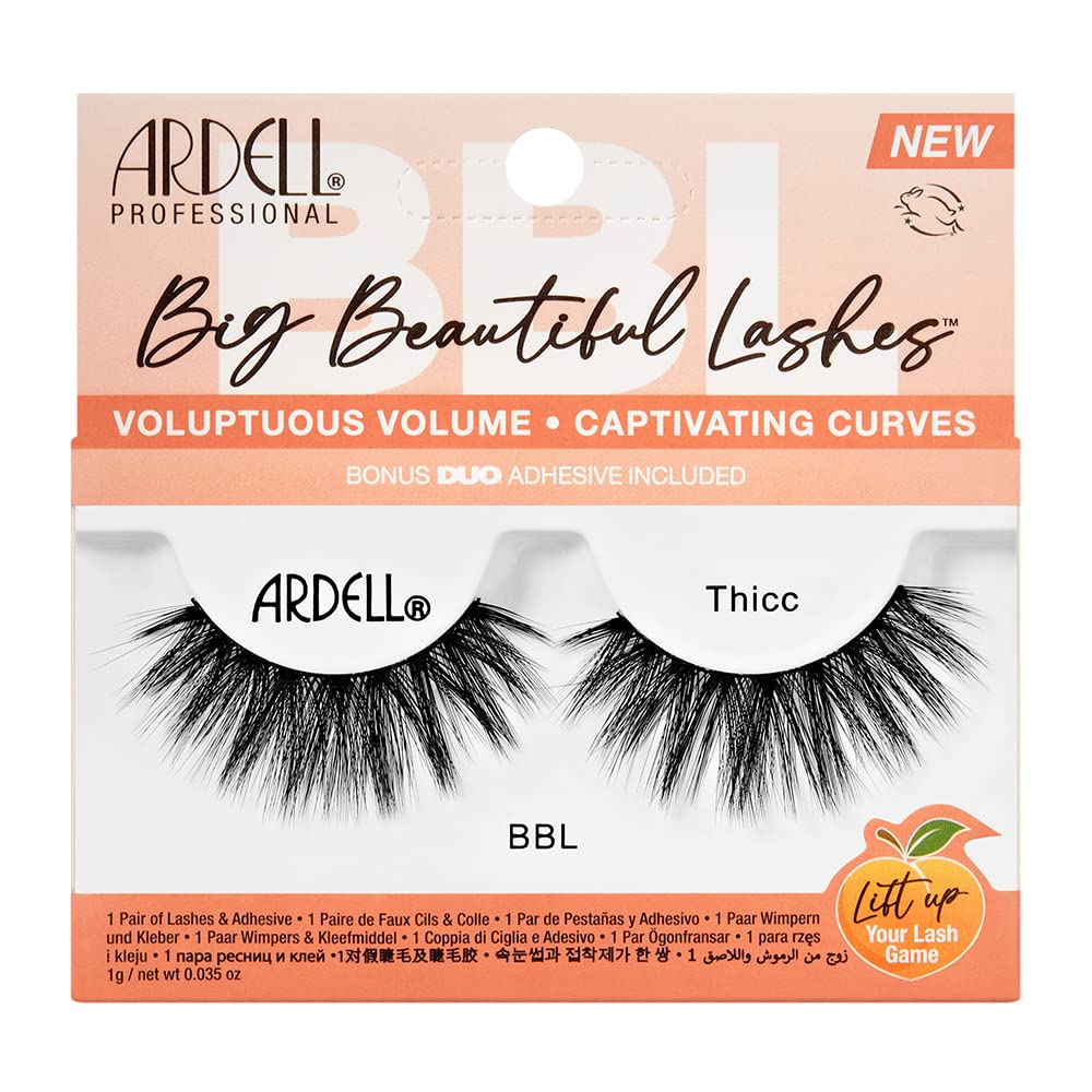 Ardell BBL Big Beautiful Lashes 968 Thicc - Full Volume False Eyelashes Dramatic Thick Lashes Long-Lasting Lash Extensions for Special Occasions