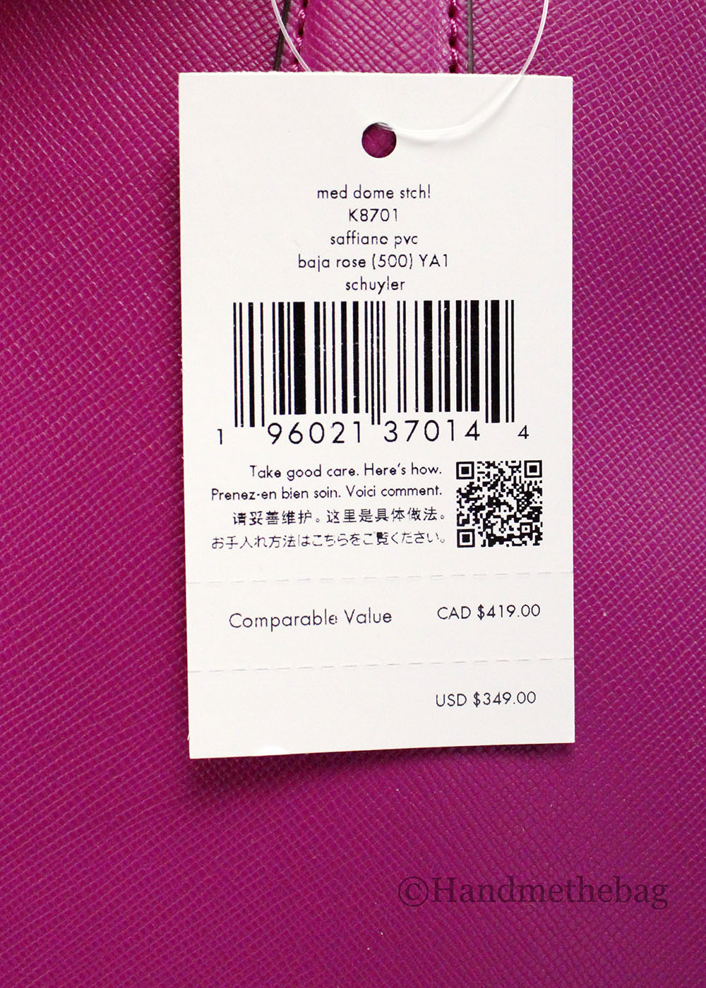 Kate Spade Schuyler Medium Baja Rose PVC Domed Satchel