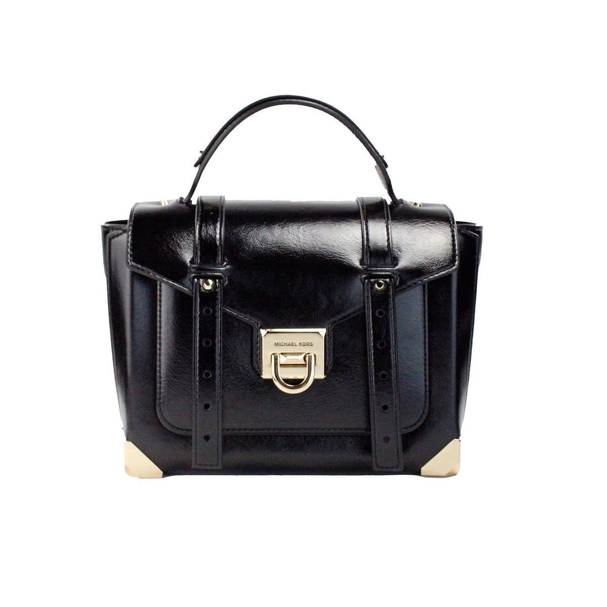 Michael Kors Manhattan Medium Slick Black Convertible Satchel