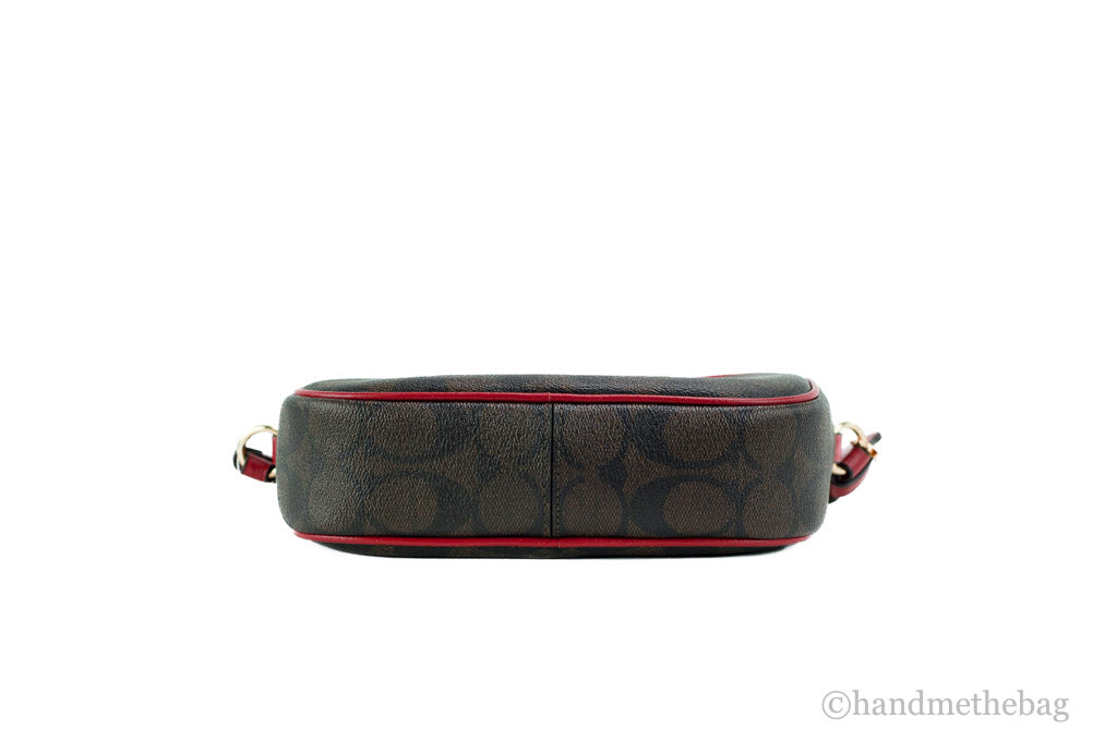 Coach Jamie Mini Brown Red Coated Canvas Camera Crossbody Handbag