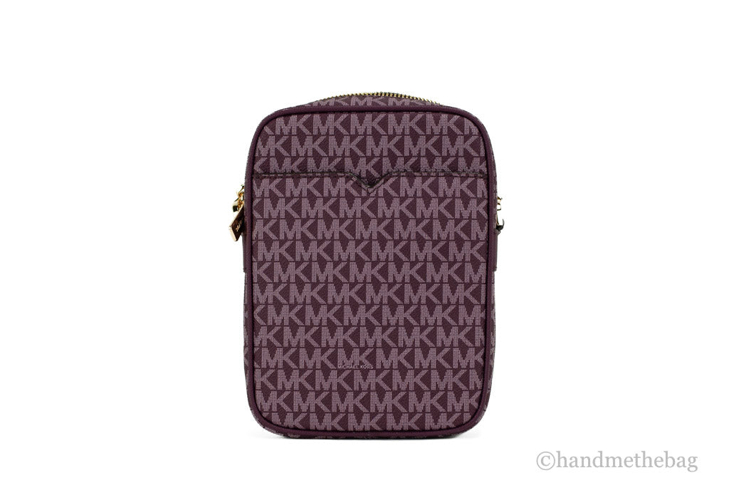 Michael Kors Medium Bordeaux Signature Leather North South Chain Crossbody Bag