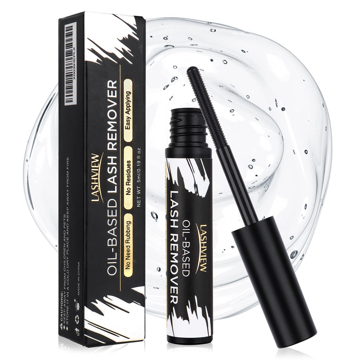 LASHVIEW Lash Remover Cluster Lash Glue Remover DIY Eyelash Extension Remover Eyelash Glue Remover for False Eyelashes Self-Use Gentle Soothing Non-Irritating Eye Cleanser Oil 5ML