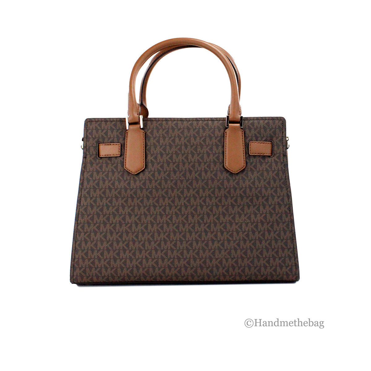 Michael Kors Hamilton Medium Brown Signature PVC Satchel Bag