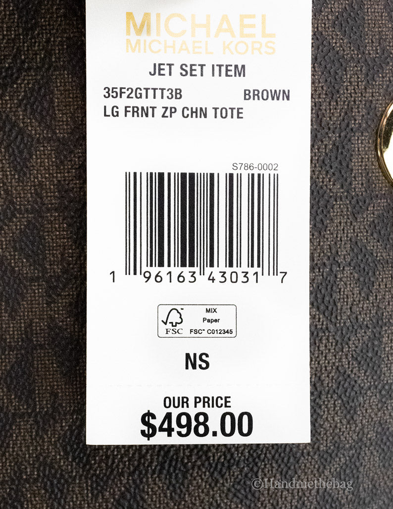 Michael Kors Jet Set Medium Brown Zip Chain Tote
