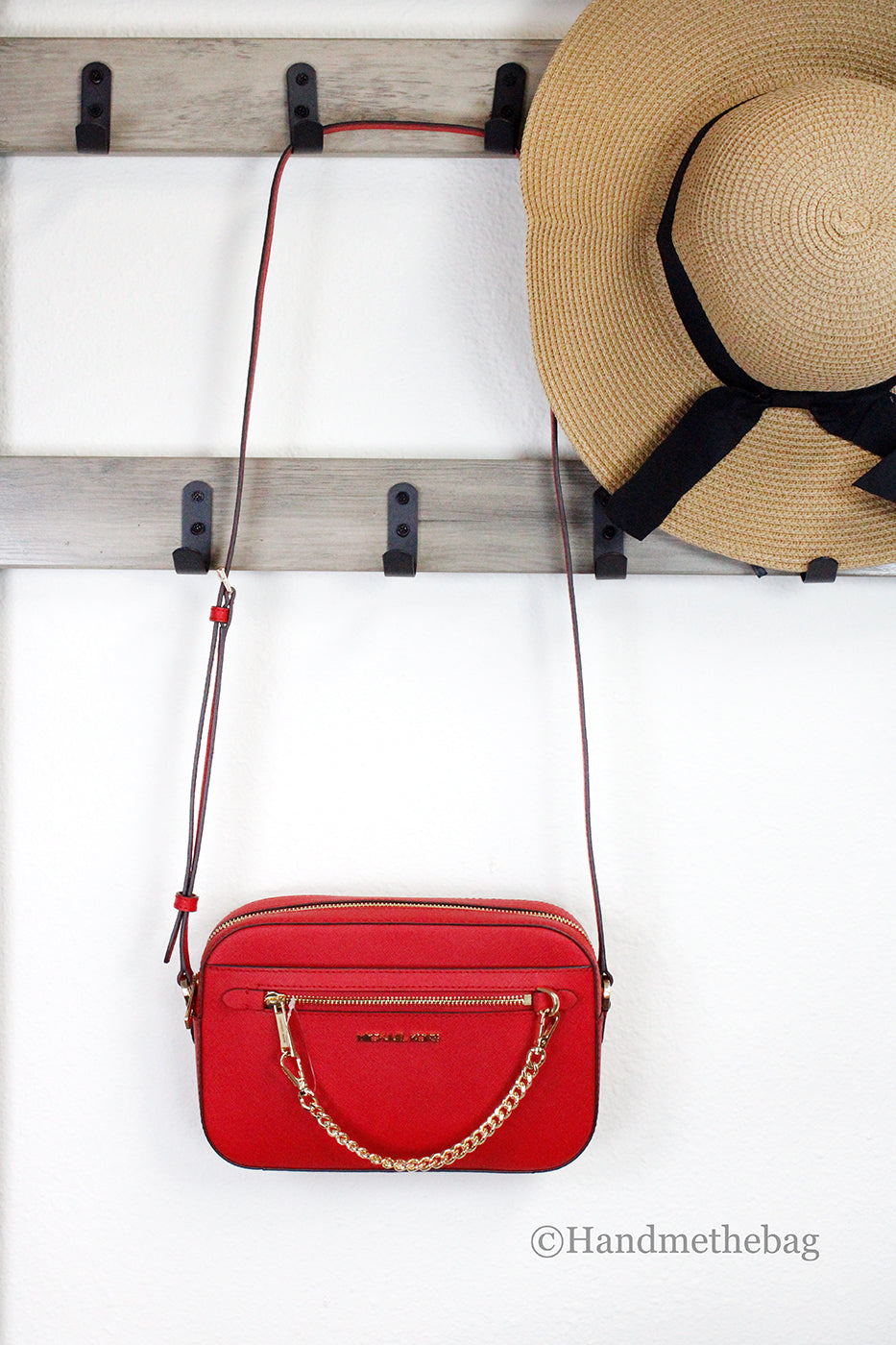 Michael Kors Jet Set EW Red Zip Chain Crossbody