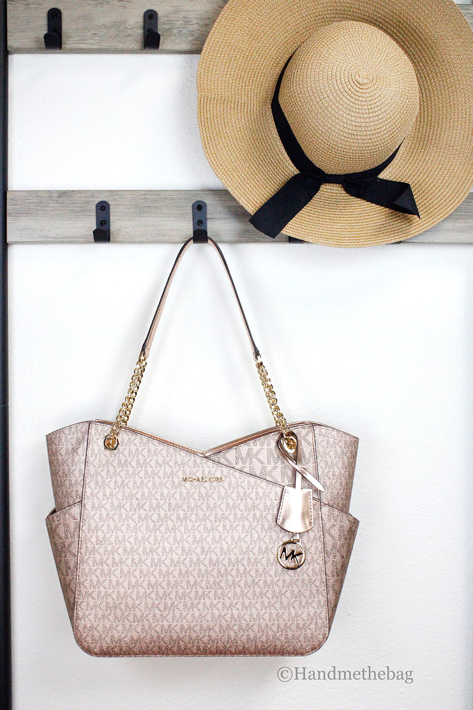 Michael Kors Jet Set Large Rose Gold X Cross Chain Tote
