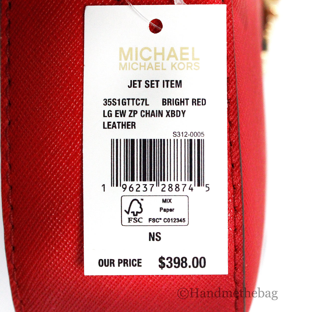 Michael Kors Jet Set EW Red Zip Chain Crossbody