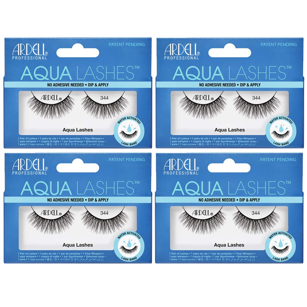 Ardell Aqua False Strip Lashes 344 Water Activated Fake Lashes No Lash Glue Required 4 Pack