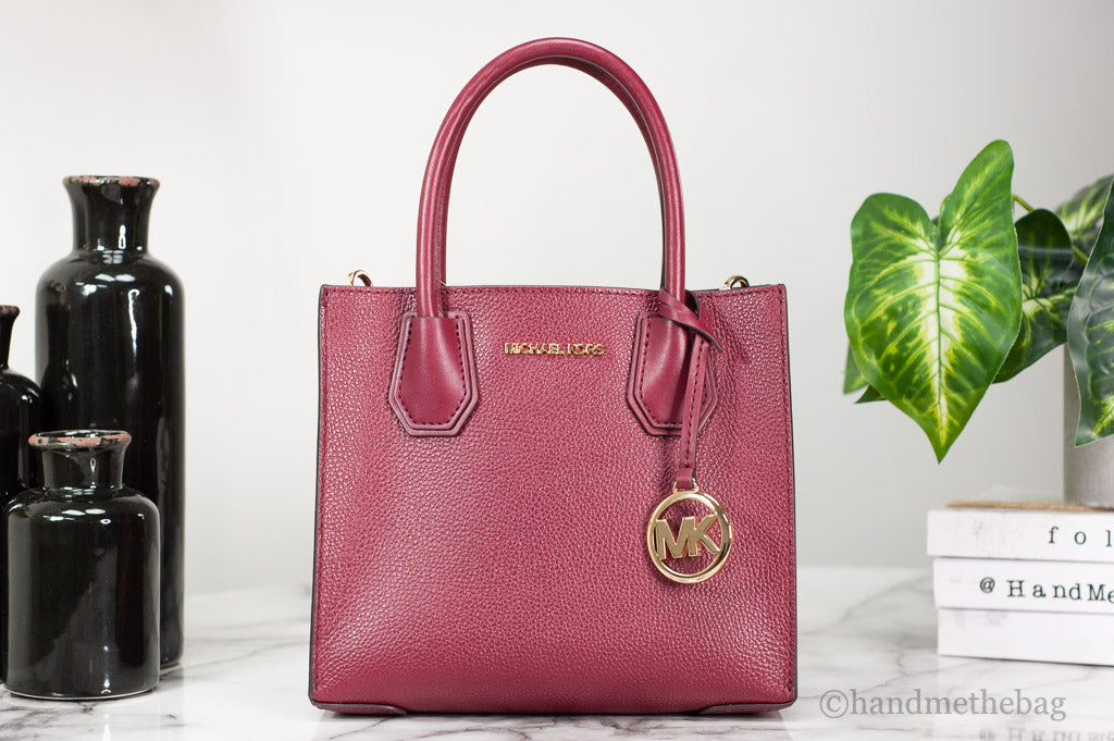 Michael Kors Mercer Medium Mulberry Pebbled Leather Messenger Crossbody Handbag
