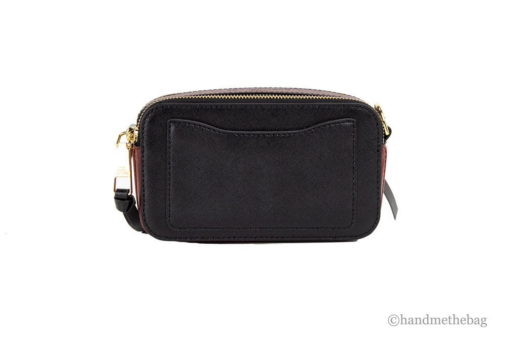 Marc Jacobs The Colorblock Snapshot Black Red Saffiano Leather Shoulder Handbag