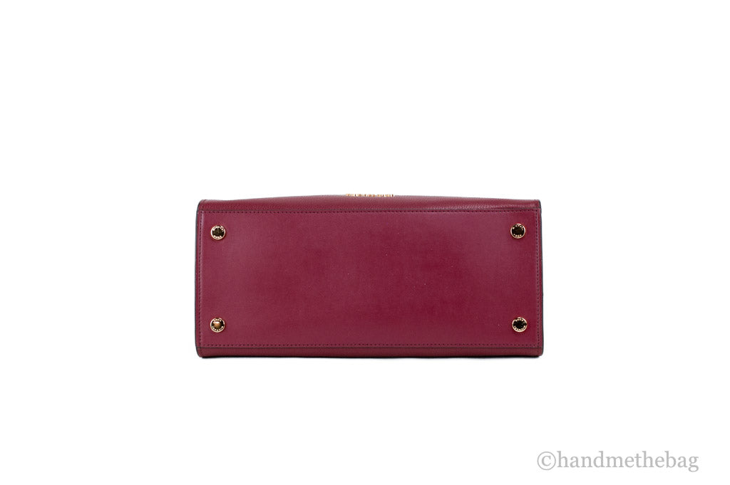Michael Kors Hamilton Medium Mulberry Grained Leather Satchel Crossbody Handbag