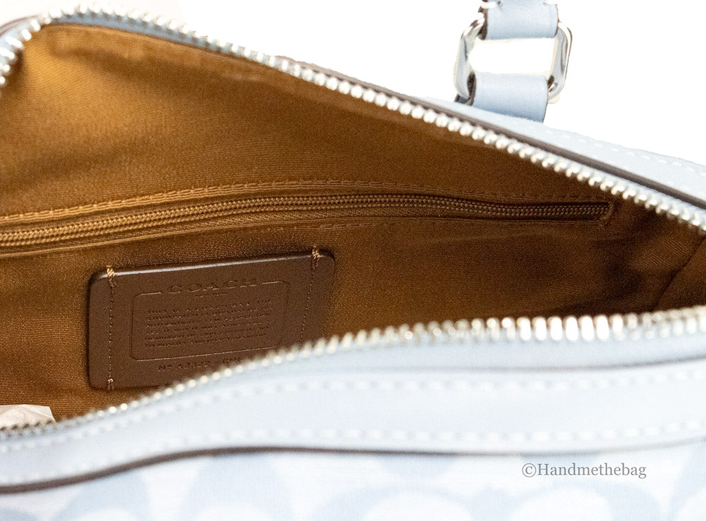 Coach Rowan Medium Cornflower Chambray Canvas Satchel Crossbody Handbag