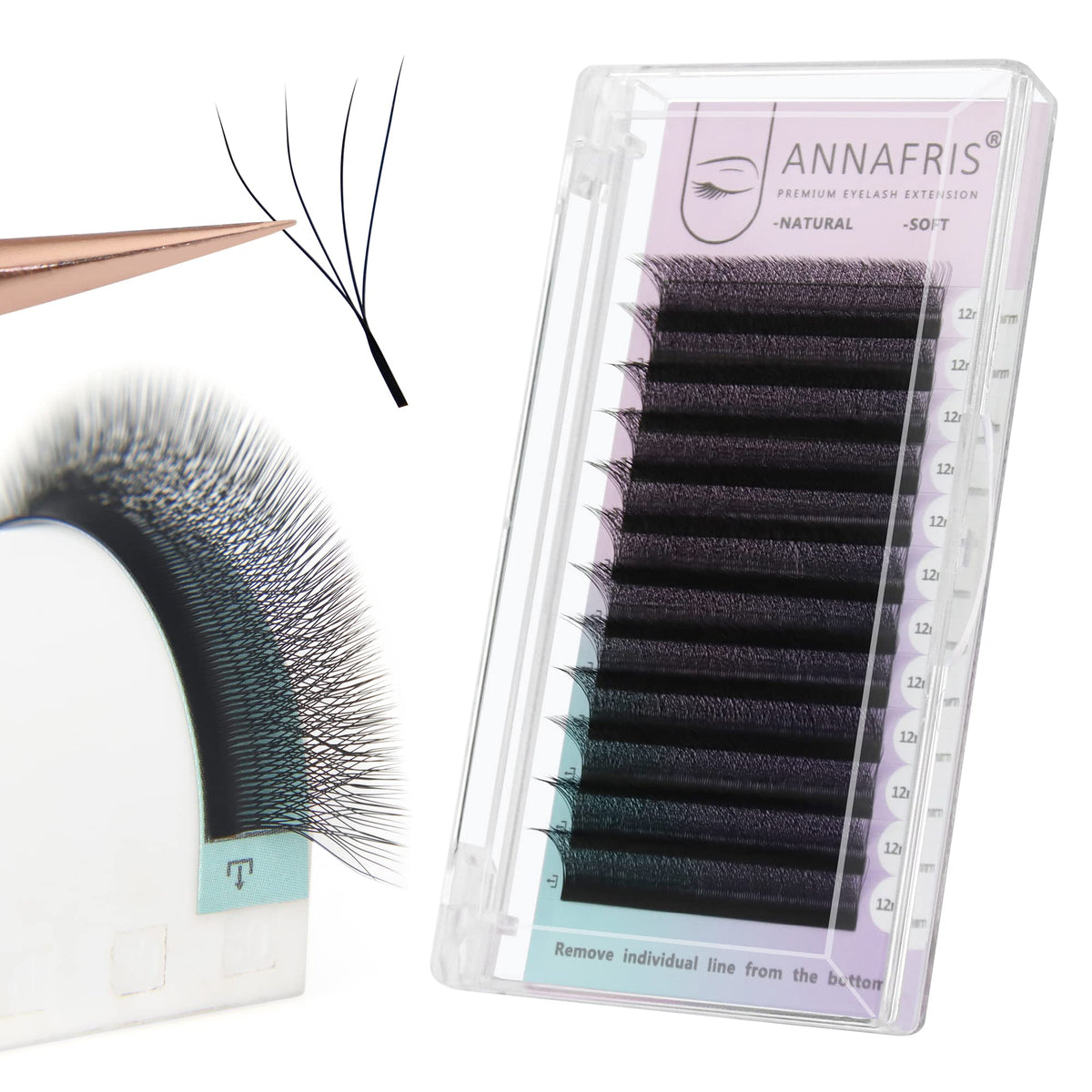 ANNAFRIS 4D Premade Fan W Shape Eyelash Extensions 0.07 C Curl 13mm Volume Self Fanning False Lashes Makeup Supplies Professional Use Lash Extension(0.07 C 13mm)