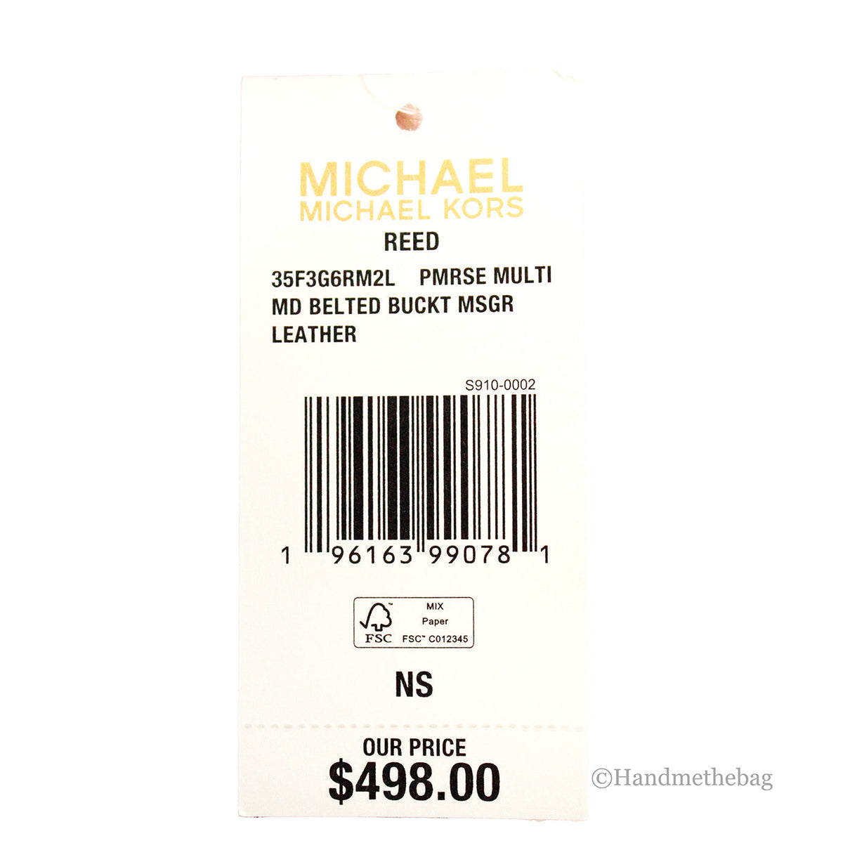 Michael Kors Reed Medium Primrose Leather Belted Bucket Messenger