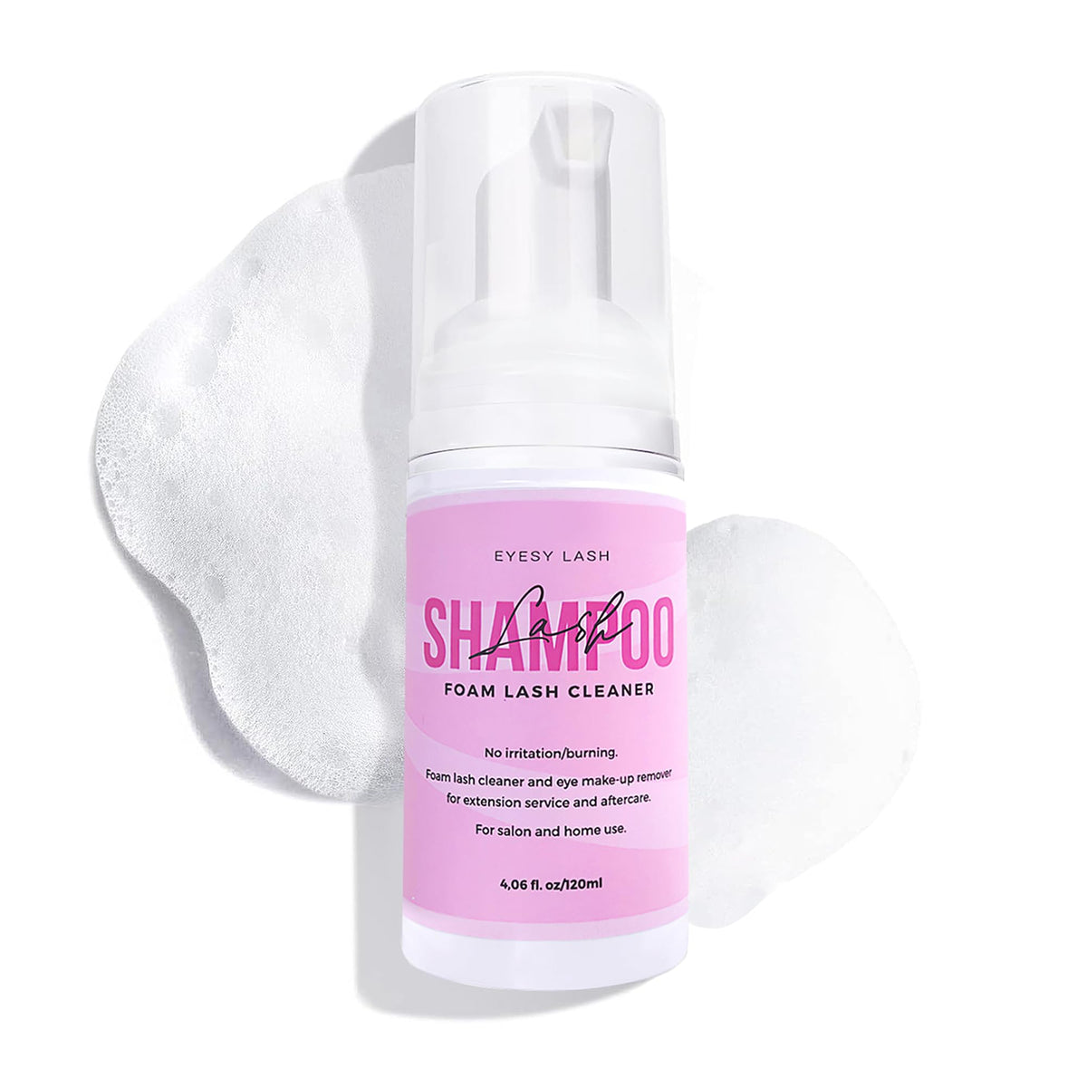Large 120ml Lash Shampoo for Eyelash Extensions - Eyesy Lash Extension Cleanser Gentle Foam Lash Cleaner Lash Bath Lash Wash Eye Makeup Remover Paraben & Sulfate Free for Salon and Home Use