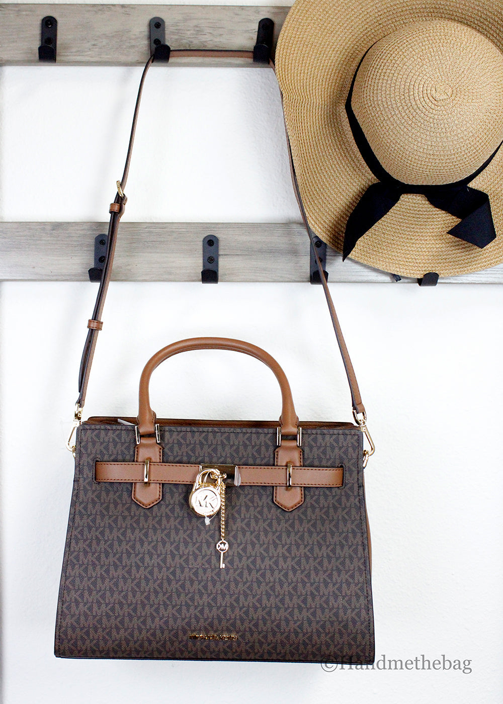 Michael Kors Hamilton Medium Brown Signature PVC Satchel Bag